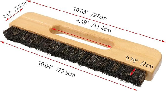 KUMGROT 0.79 Inch Wooden Wall Paper Removal Supplies, Wallpaper Hanging Tool 3-Row Horse Hair Brush with Wood Handle for Tile Grout Cleaning Scrubbing, 1 Pcs Brown Brush (W05)