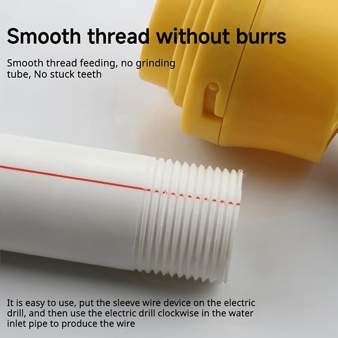 Electric Drill Compatible Pvc Pipe Threader Kit, Pvc Pipe Threader, Pipe Thread Maker Tool For Cutting Pipe Threader with 3 Dies, Plastic Tap Die Set, 1/2", 3/4", 1" (Internal+ External)