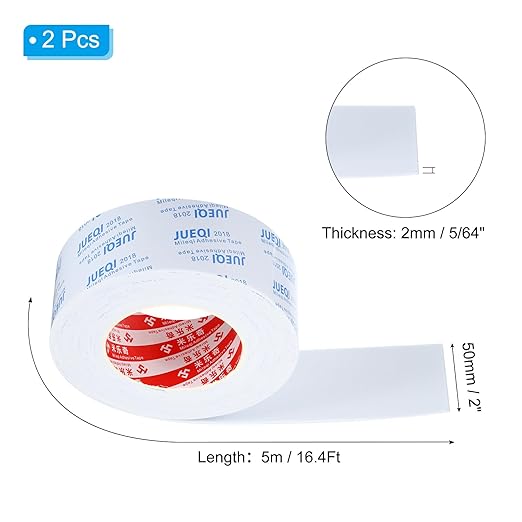 PATIKIL 2" W x 5/64" T x 16.4Ft EVA Single Sided Foam Tape, 2Pcs Multipurpose Sealing Strip Foam Waterproof Weather Stripping Foam Sealing Foam Strips with Adhesive for Door, White