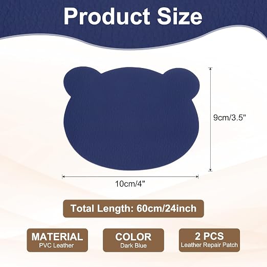 PATIKIL Leather Repair Patch, 2 Pcs 4 x 3.5 Inch Self-Adhesive Vinyl Patch Furniture Tape Repair Kit for Sofas Couches Stools Chairs Cabinets Bags, Dark Blue