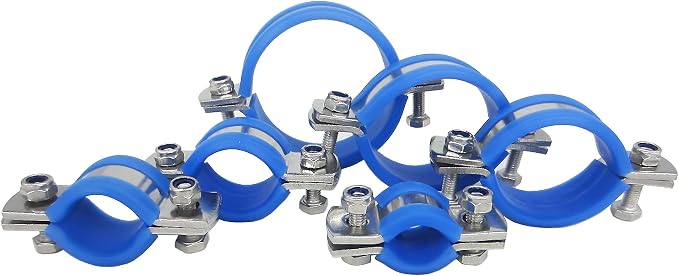 Stainless Steel Heavy Duty Flat Band Pipe Clamp with Rubber Cushion, Multipurpose Rigid Hose Clamp Bracket ID 25mm (3/4"), Pack of 4