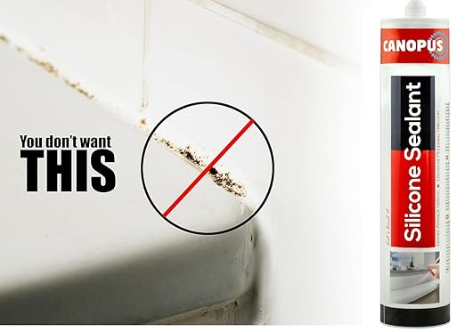 CANOPUS INTERBOND Waterproof Kitchen & Bathroom Acetoxy Silicone Sealant Clear, 3-Pack, 10oz Each, Suitable for Indoor and Outdoor Waterproofing and Bonding Applications, Shower Sealant
