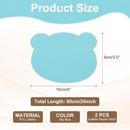 PATIKIL Leather Repair Patch, 2 Pcs 4 x 3.5 Inch Self-Adhesive Vinyl Patch Furniture Tape Repair Kit for Sofas Couches Stools Chairs Cabinets Bags, Sky Blue