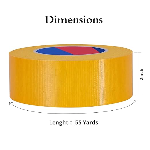 Yellow Heavy Duty Duct Tape, 2 Inch x 55 Yards, Industrial Grade Waterproof & UV Resistant, Strong Adhesive for Indoor Outdoor Repairs, Crafts, Home Improvement and DIY Projects