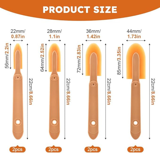 8Pcs Rubber Caulking Tool 4 Size Set, Reusable Sealant Spatula Spreader, Caulk Finishing Tool Grout sealer Applicator for Toilet Brick Skirting Kitchen Bathroom(Brown)
