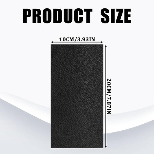 2 PCS 8 x 4 Inch PU Leather Patch for Car Seat Repair, Self-Adhesive Waterproof Vinyl Scratch Repair Kit, Breathable Leather Patches for Furniture, Car Upholstery, Couch, Sofa, Chair (Black)