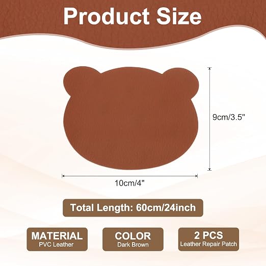 PATIKIL Leather Repair Patch, 2 Pcs 4 x 3.5 Inch Self-Adhesive Vinyl Patch Furniture Tape Repair Kit for Sofas Couches Stools Chairs Cabinets Bags, Dark Brown