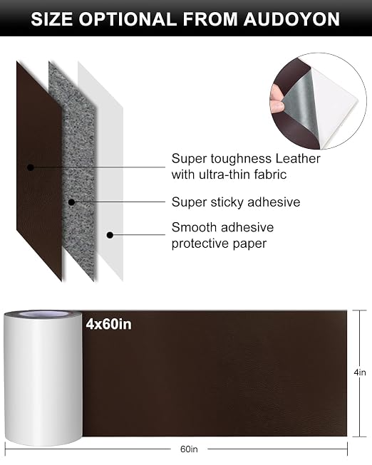 Numola Self-Adhesive Repair Patch, Anti Scratch Sofas Patch for Couch, Car Seat, DIY Furniture Upholstery, Handbags, Jackets (Dark Brown)