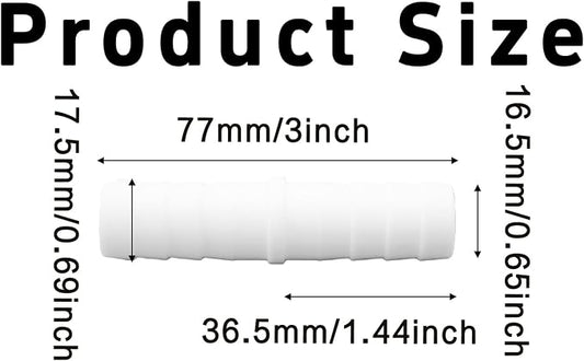 6Pcs 5/8" x 5/8" Plastic Hose Barb Fittings, Barbed Splicer Mender Joint Adapter Union Connectors for Aquarium, Household, Fuel, Gas, Liquid, Air Hose Repair