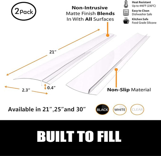 SEVCHY Silicone Stove Gap Covers (2 pack), Oven Gap Filler, Heat Resistant Stove Gap Filler, Seal Gap between Stovetop and Counter, Easy Clean (21 inch, Clear)