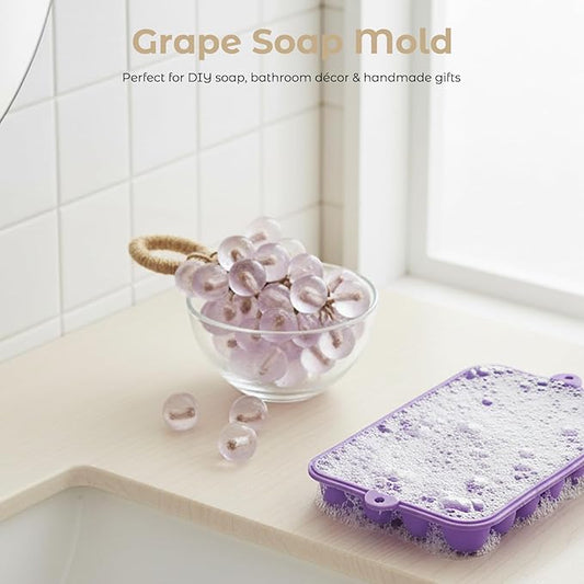 DIY Grape Soap Making Craft Kit for Beginners & Adults, Includes 2 Silicone Molds, 65 FT Jute Twine, 1 Tweezers, 1 Gift Box, Handmade Home Decor Ready for Gifting (Without Soap)