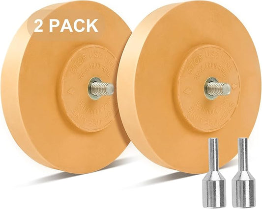 2 Pack Eraser Wheel Decal Remover Eraser Wheel Adhesive Remover with Adapter 4 Inch Rubber Eraser Wheel for Drill Removes Car Decal Vinyl Tape Graphics Pinstripe Sticker Remover