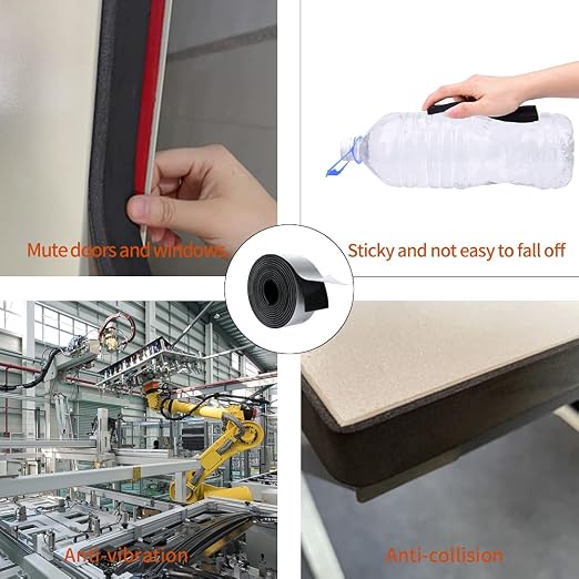 High Density Foam Tape - 2'' X 1/8'' X 10Ft (2 Rolls) Weatherproof Adhesive Prevent Condensation Heat Resistant Weather Stripping Easy to Cut & Install & Remove for Car Doors Pipes Windows