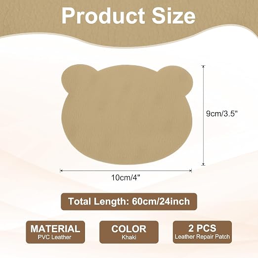 PATIKIL Leather Repair Patch, 2 Pcs 4 x 3.5 Inch Self-Adhesive Vinyl Patch Furniture Tape Repair Kit for Sofas Couches Stools Chairs Cabinets Bags, Khaki