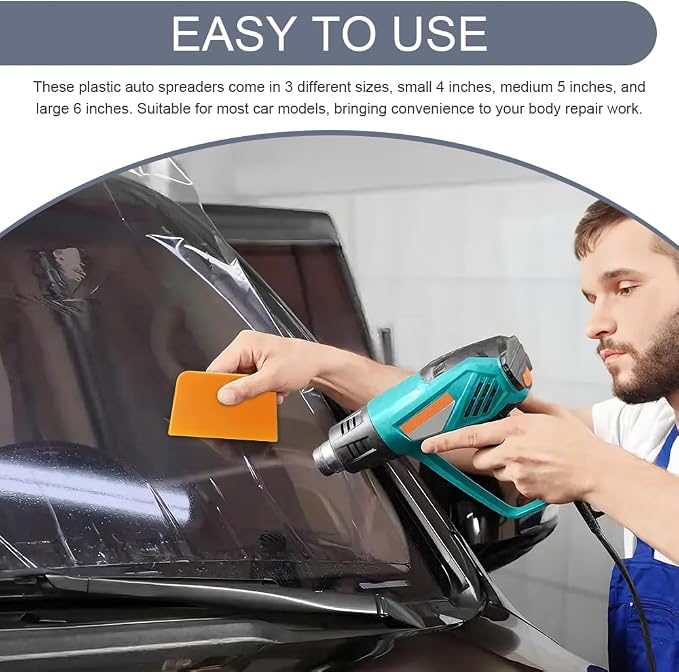 3 Set Body Filler Spreaders, Auto Plastic Putties Spreader Tool Includes Large, Medium and Small, Reusable Auto Film Application Tool for Body Fillers, Putties, Glazes, Caulks and Paint (9PCS)