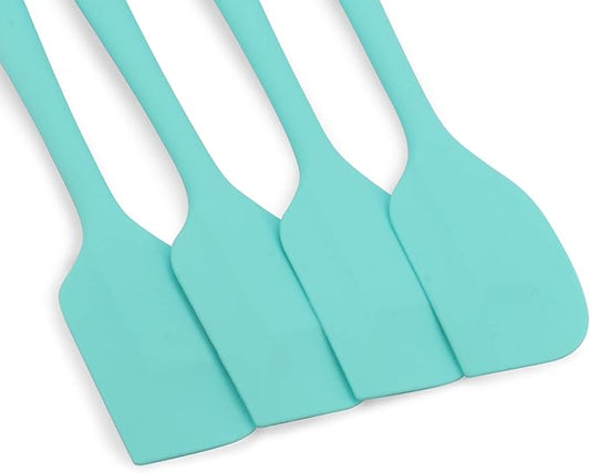 Silicone Spatula 4-piece Set, Heat-Resistant Non-stick Rubber Spatulas with Stainless Steel Core, Light Blue