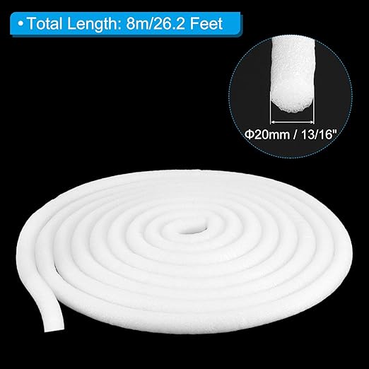 PATIKIL 13/16 Inch x 26.2 Feet Backer Rod for Gaps and Joints, Foam Rope Caulk Crack Joint Filler Roll Seal Weather Strip for Home Construction Car, White