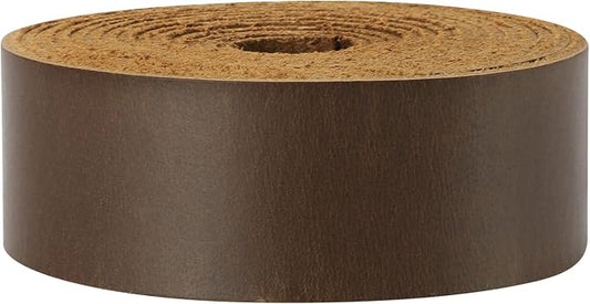 Ringsun 1 Inch Wide Flat Leather Straps for Crafts, Full Grain Leather Strips Cord String for Crafts, Tooling (2mm Thick 72.5 Inches Long Dark Brown)