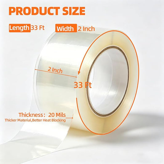 Transparent Window Weather Sealing Tape,20 Mil Thick Window Insulation Tape for Summer & Winter,No Residue Removable Adhesive Waterproof for Door & Window Gaps,AC Units Seal(2 Inch x 33 FT)