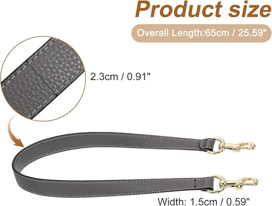 uxcell 25.59 Inch PU Leather Short Bag Strap with Clasp, Purse Handles Handbags Replacement Straps for Clutch Bag Underarm Bags, Grey, Gold Buckle