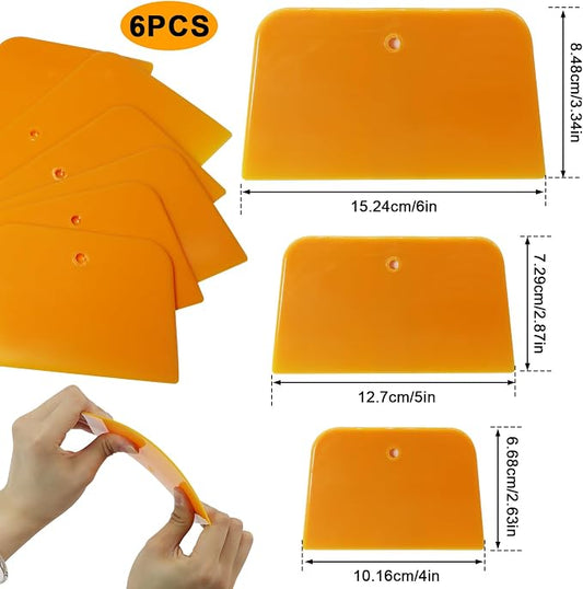 Body Filler Spreaders, 6PCS Plastic Spreader,4, 5, 6 Inch Reusable Automotive Body Fillers Hard for Applying Fillers, Putties, Glazes, Caulks and Paint