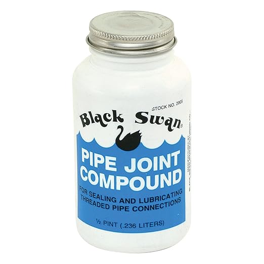 Black Swan Pipe Joint Compound -Soft-Set Pipe Thread Sealant – Non-Hardening - Reliable Leak Prevention - Drip-Resistant – 1/2 Pint with Brush Cap
