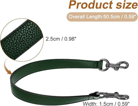 uxcell 19.29 Inch PU Leather Short Bag Strap with Clasp, Purse Handles Handbags Replacement Straps for Clutch Bag Underarm Bags, Dark Green, Grey Buckle