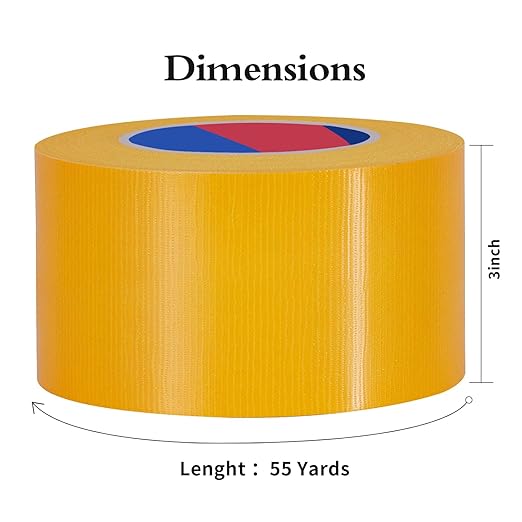 Yellow Heavy Duty Duct Tape, 3 Inch x 55 Yards, Industrial Grade Waterproof & UV Resistant, Strong Adhesive for Indoor Outdoor Repairs, Crafts, Home Improvement and DIY Projects