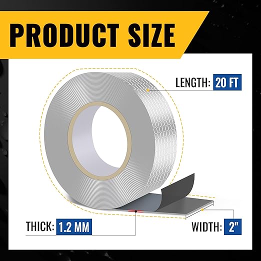 VIVIDA Aluminum Butyl Tape 2" × 20', Waterproof Aluminum Foil Butyl Sealing Tape for Outdoor Use, Corrosion Resistant, Repair for Metal Roof, RV, Windows, 1 Roll