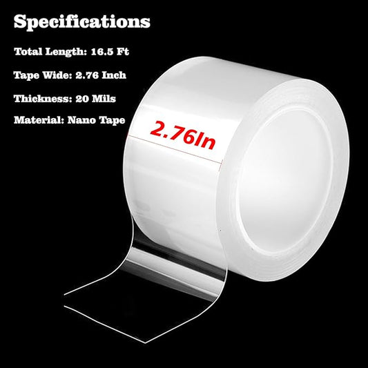 Transparent Window Weather Sealing Tape 2.76 Inch x 16.5 FT Weather Stripping Residue-Free Clear Window Insulation Caulk for Shower Glass Gaps and Clear Tape Doors Windows Windproof