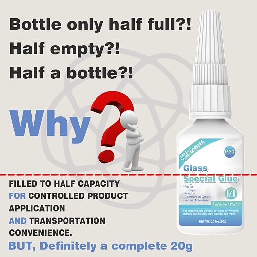 20g Glass Glue, Acrylic Super Glue for Bonding Glass, Instant Strong Glue for Acrylic, Other Materials| Clear Adhesive Glue Repair for Craft, Jewelry, Rhinestone, Crystal, Mirror, Glasses