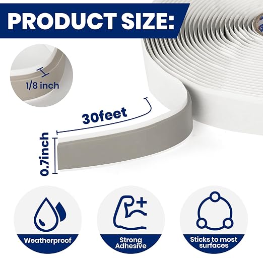 ADHES Premium Butyl Sealant Tape 3/4" x 30 'x 1/8" Gray Butyl Rubber Sealant Tape for RVs, Vehicles, Marine and Home Repair – Ideal for Headlights, Windows, Doors, and Windshields