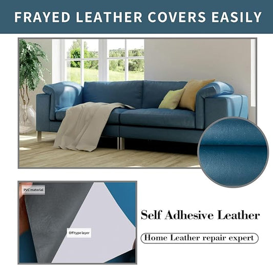 Leather Repair Patch, 17X79 Inch Self Adhesive Leather Repair, Large Vinyl Patch Tape for Couches, Furniture, Car Seats, Cabinets, Wall, Handbags (Blue, 17X79 Inch)