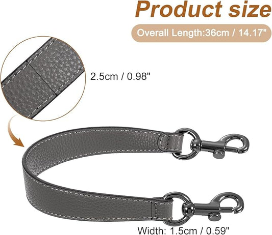 uxcell 14.17 Inch PU Leather Short Bag Strap with Clasp, Purse Handles Handbags Replacement Straps for Clutch Bag Underarm Bags, Grey, Grey Buckle