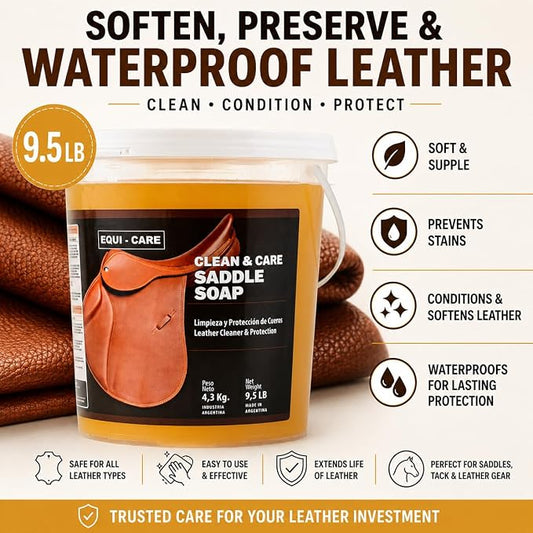 EQUI - CARE: Clean & Care Saddle Soap, Glycerin-Based soap with Added Moisturizers Designed to Clean and Condition Leather. Keep Your Leather tack and Equipment in top Condition.
