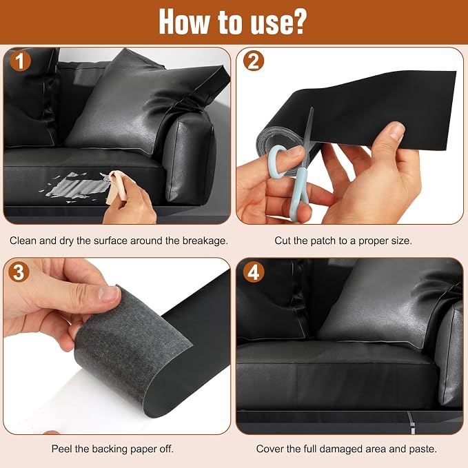 ILOFRI 16x30'' Self Adhesive Leather Repair Patch Tape, Vinyl and Leather Repair Kit for Couches, Furniture, Car Seat, Boat Seat, Sofa, Vinyl Upholstery, Chair, Interior (Light Grey)