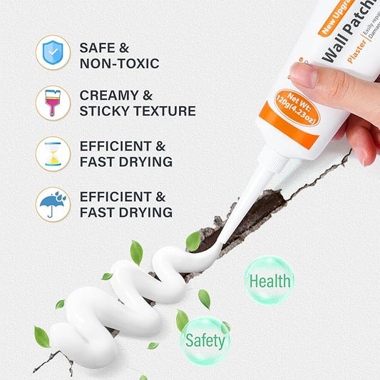 MAPVOLUT Drywall Repair Kit, 2 Pack Wall Mending Agent with 2 Scraper, Proective Gloves, Quick and Easy Solution to Fill The Holes and Crack for Home Wall, Plaster Wall Dent Repair