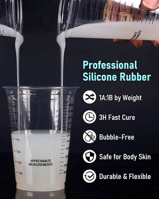 Nicpro 250oz Silicone Mold Making Kit, 15A Platinum Liquid Silicones Rubber, Flexible Silicone Molds Maker Mix Ratio 1:1 for Casting 3D Resins Candle Soap Molds DIY with Gloves, Sticks, Mixing Cups
