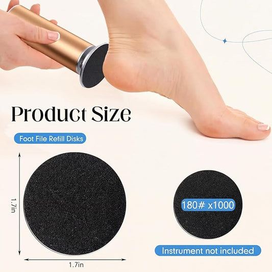 Gisafai 1000 Pcs Replaceable Sandpaper Refill Discs Bulk 180 Grit Replacement Sandpaper Pad Discs for Electric Foot File Callus Remover Black Tool Foot File Disks for Cracked Heels Dead Skin
