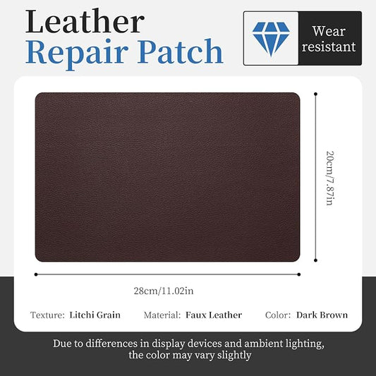 Fadoub Leather Repair Patch Tape Self-Adhesive, 8x11In Heavy Duty Vinyl Patch, Leather Repair Kit for Furniture, Sofa, Couch, Office Chair, Car Seat, Car Interior(Dark Brown)
