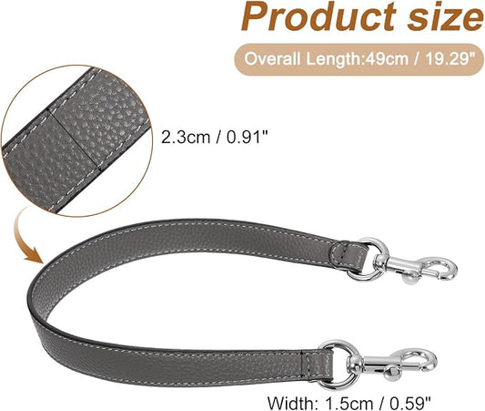 uxcell 19.29 Inch PU Leather Short Bag Strap with Clasp, Purse Handles Handbags Replacement Straps for Clutch Bag Underarm Bags, Grey, Silver Buckle