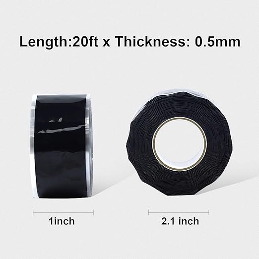 SIKEDEPRO Seal Self Fusing Silicone Tape, 2 Rolls 1inx10' Weatherproof Pipe Repair Tape, Heavy Duty and Leak Proof Rubber Pipe Tape,Flex Seal Tape for Emergency Pipeline Repair/Cable Bandage/(Black)