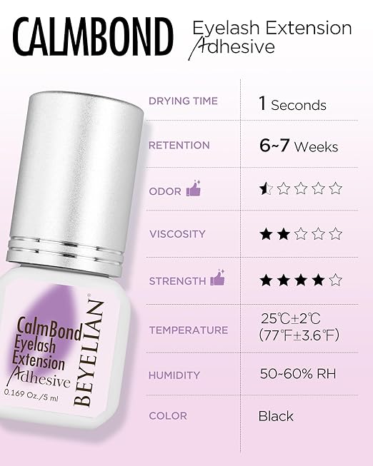 BEYELIAN Sensitive Eyelash Extension Glue 0.17fl.oz/5ml / 1Sec Drying Time/Retention – 6-7 Weeks/Black Adhesive/Professional Hypoallergenic Formaldehyde-Free Lash Extension Glue Supplies