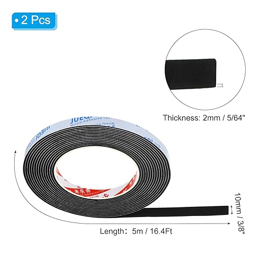 PATIKIL 3/8" W x 5/64" T x 16.4Ft EVA Single Sided Foam Tape, 2Pcs Multipurpose Sealing Strip, Waterproof Weather Stripping With Adhesive for Door, Black