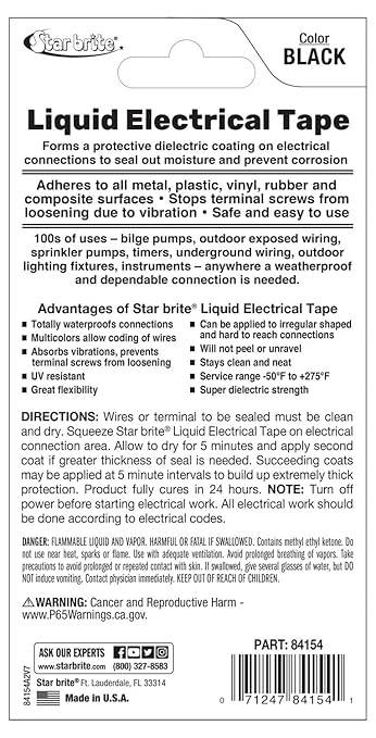 STAR BRITE Liquid Electrical Tape Black 1 OZ. Tube (084154)