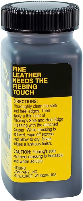 Fiebing's Leather Sole & Heel Edge Dressing (4 oz) - High Gloss, Protective Shoe Dressing Polish - Includes Brush Applicator