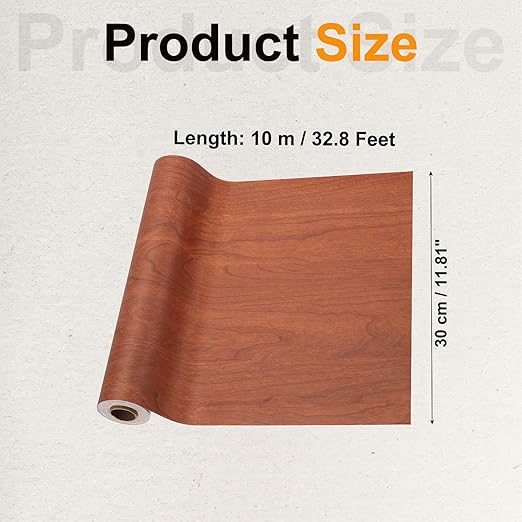 PATIKIL Wood Grain Tape 12" x 32 ft, Self-Adhesive Wood Texture Repair Tape Realistic Wooden Effect Patch for Furniture Cabinets Floor Walls, Red Brown