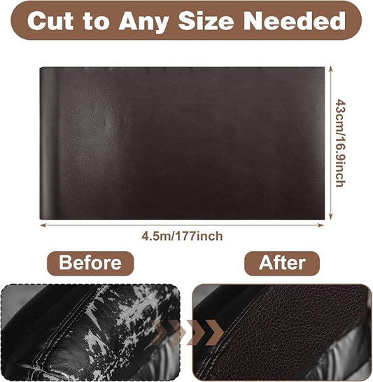 Large Leather Repair Patch - 17.7x177 inch Self-Adhesive Faux Leather Repair Tape Waterproof Vinyl Patches Tape for Furniture Sofas Couch Car Seats Decorative Home