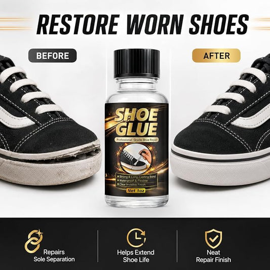 Shoe Glue – Waterproof, Clear, Fast-Drying, Heavy Duty Shoe Glue Sole Repair for Sneakers, Boots, Heels, Hiking Shoes, Leather, Slippers, Rubber, and Canvas(30g)