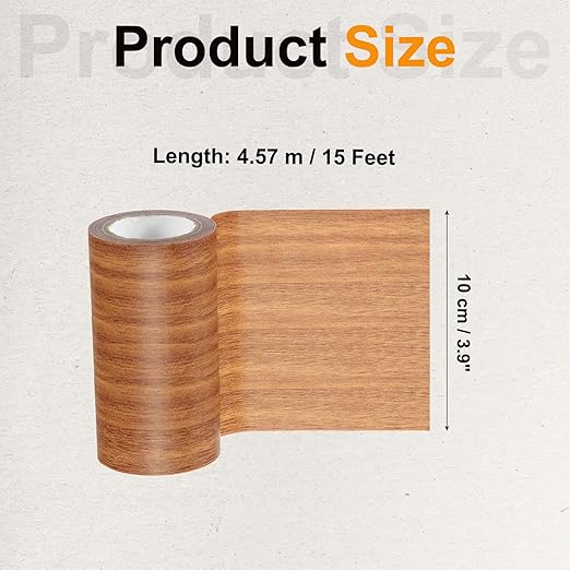 PATIKIL Wood Grain Tape 4" x 15 Ft, Self-Adhesive Wood Texture Repair Tape Realistic Wooden Effect Patch for Furniture Cabinets Floor Walls,Orange Oak